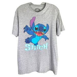 Disney Stitch Tshirt Womens M Heather Gray Graphic Short Sleeve Cotton top